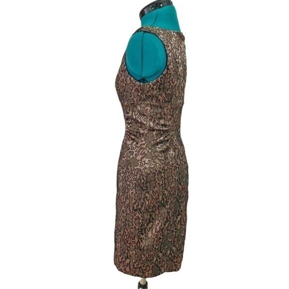 Ann Taylor Petite Embroidered Ruched Floral Party Cocktail Lined Dress - Picture 7 of 14